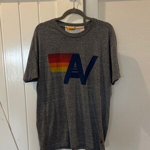 Aviator Nation Charcoal Tee with Rainbow Stripe